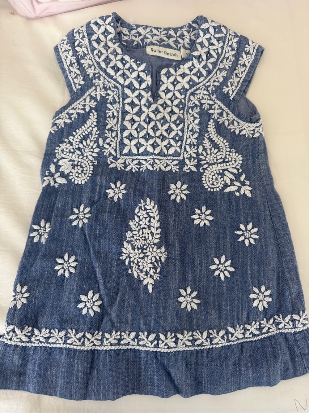 Roller Rabbit Navy Dress with White Embroidery